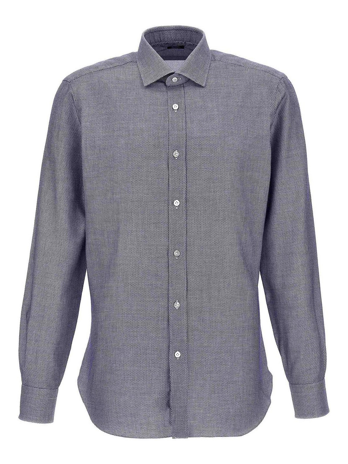 Shop Barba Micro Operated Shirt In Blue