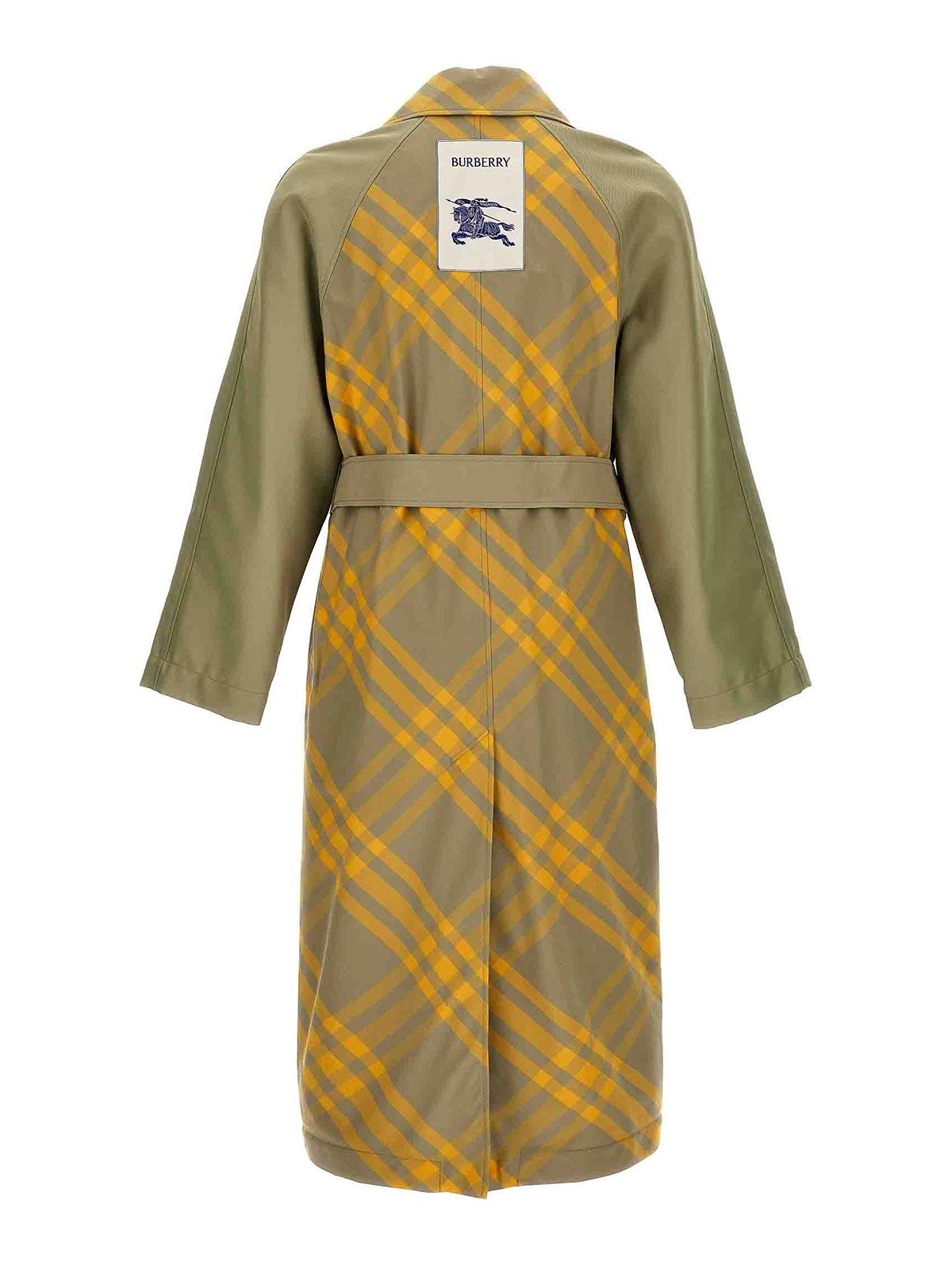 Shop Burberry Check Insert Trench Coat In Beige