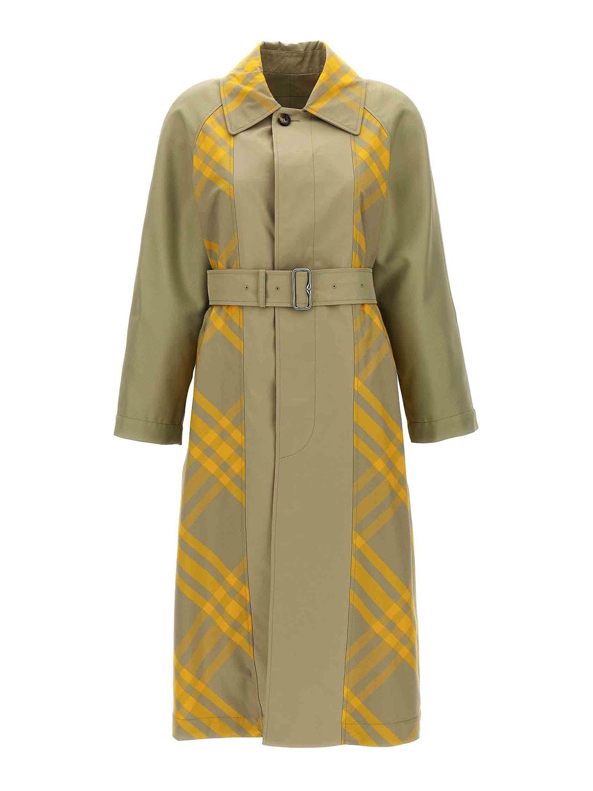 Shop Burberry Check Insert Trench Coat In Beis