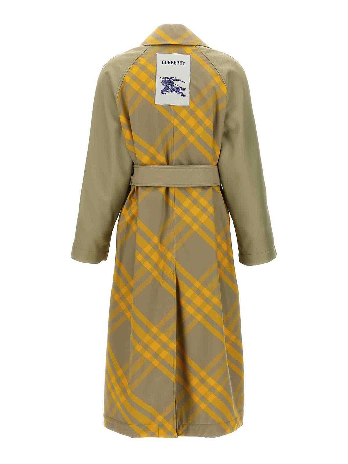 Shop Burberry Check Insert Trench Coat In Beis