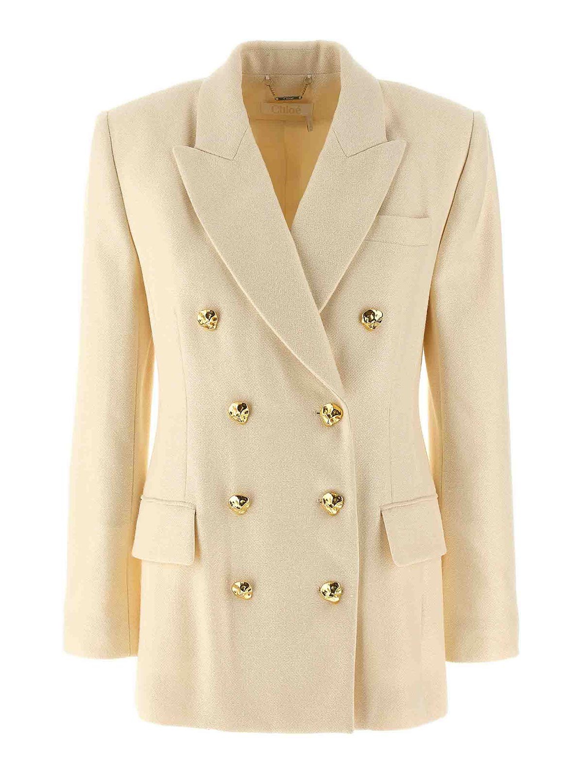 Shop Chloé Tailored Double-breasted Blazer In White
