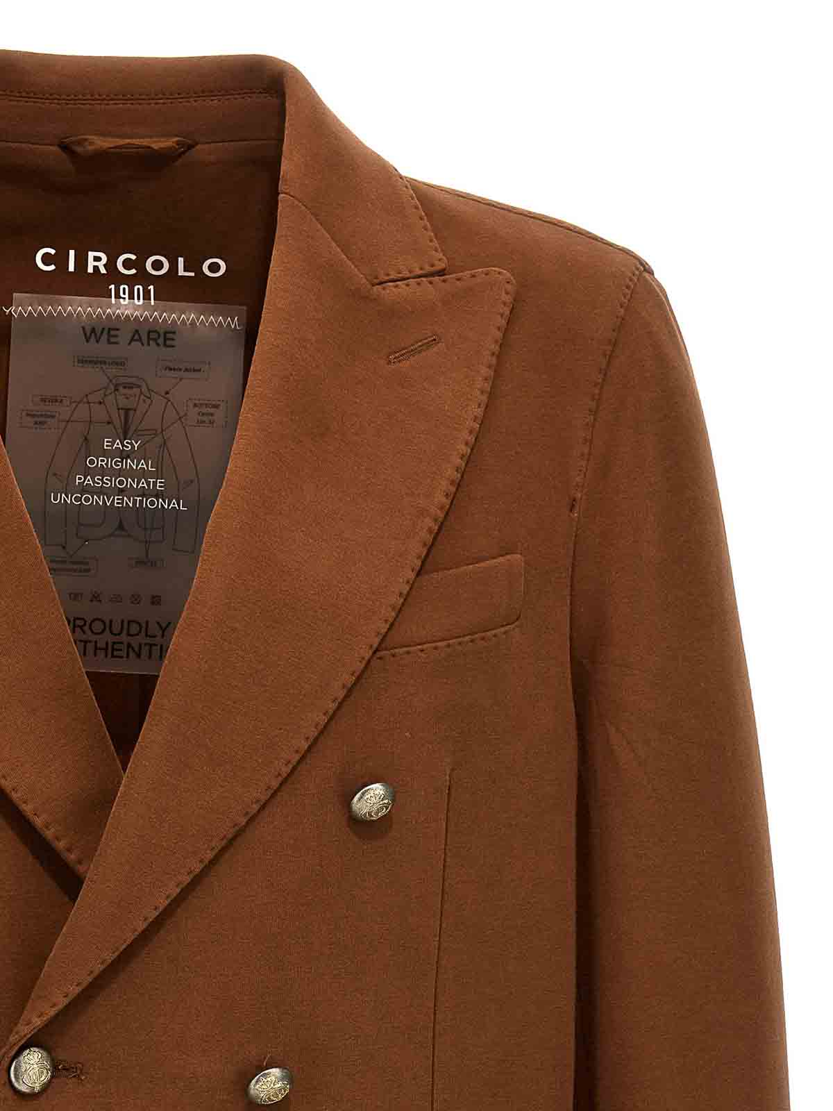 Shop Circolo 1901 Double-breasted Jersey Blazer In Brown