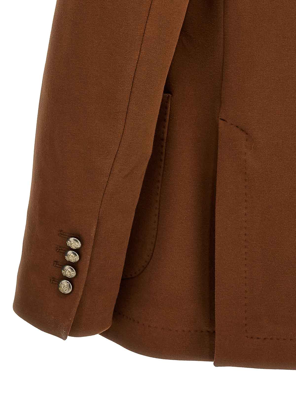 Shop Circolo 1901 Double-breasted Jersey Blazer In Brown