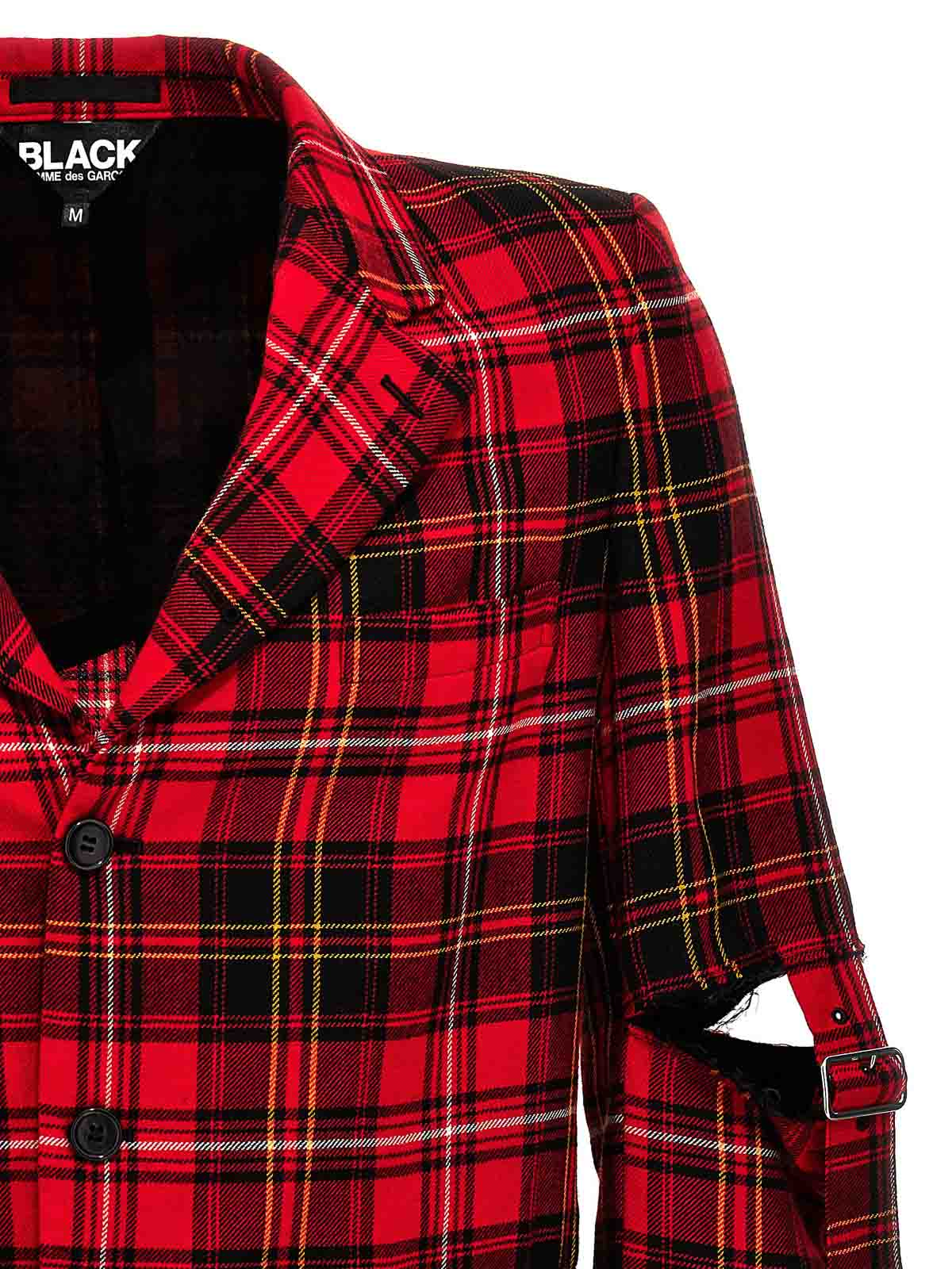 Shop Comme Des Garçons Check Single-breasted Blazer In Red