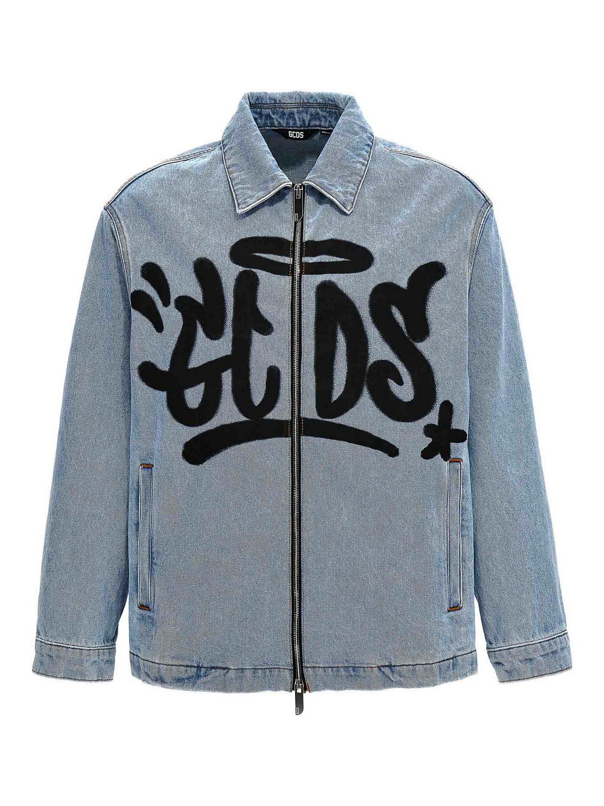 Shop Gcds Harrington Jacket In Light Blue