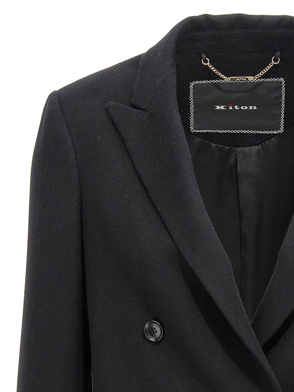 Shop Kiton Double-breasted Cashmere Blazer In Negro