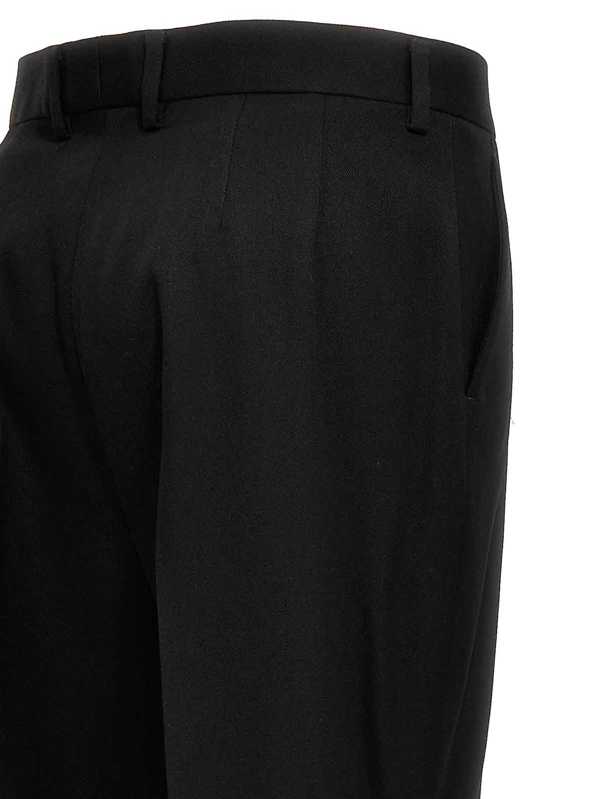 Shop Lanvin Wool Flare Pants In Black
