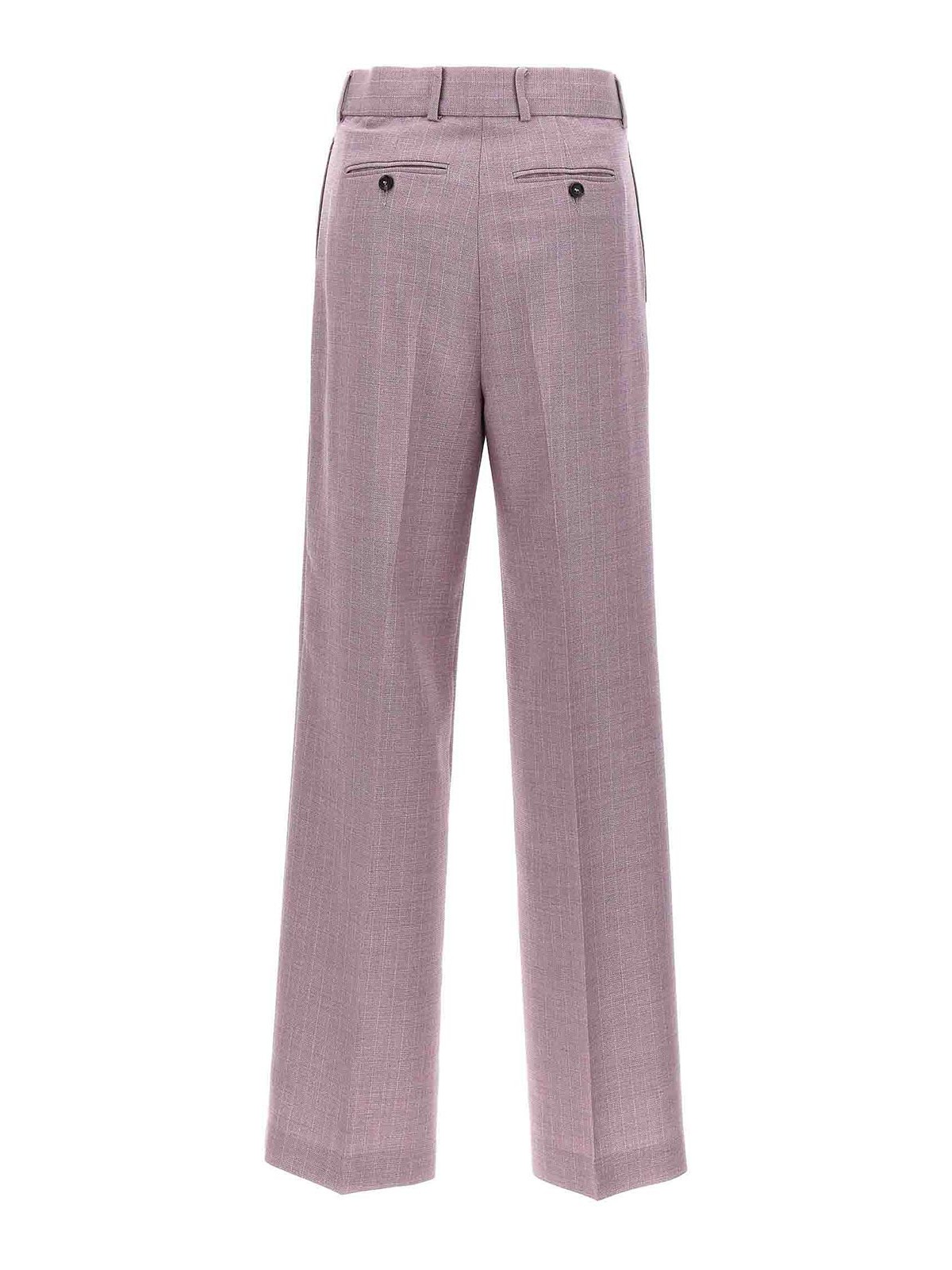 Shop Msgm Lurex Pinstriped Pants In Purple