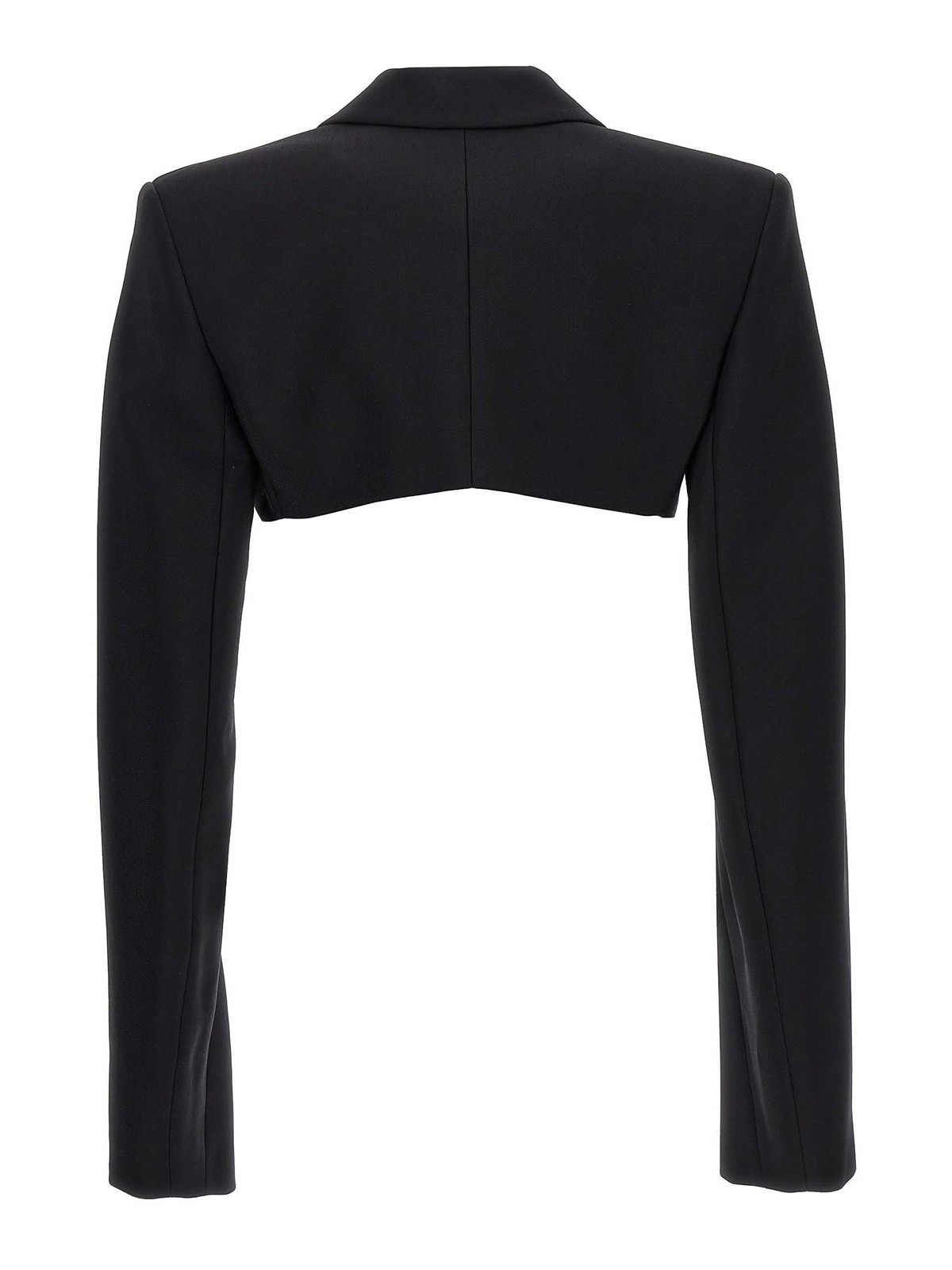 Shop Mugler Cropped Jacket With Padded Shoulders In Negro
