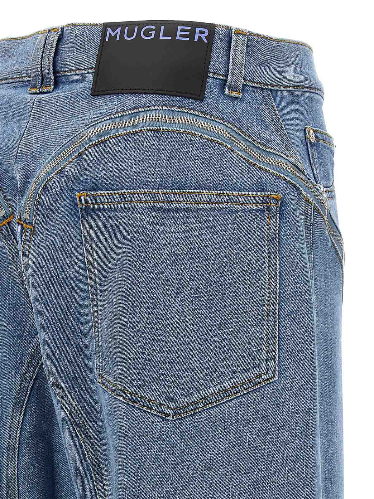 Mugler long zip denim pants