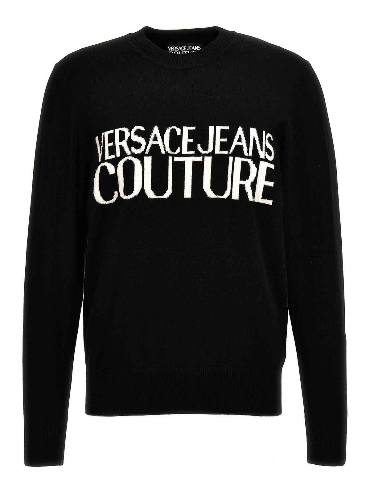 Shop Versace Jeans Couture Sweater Intarsia Logo In White