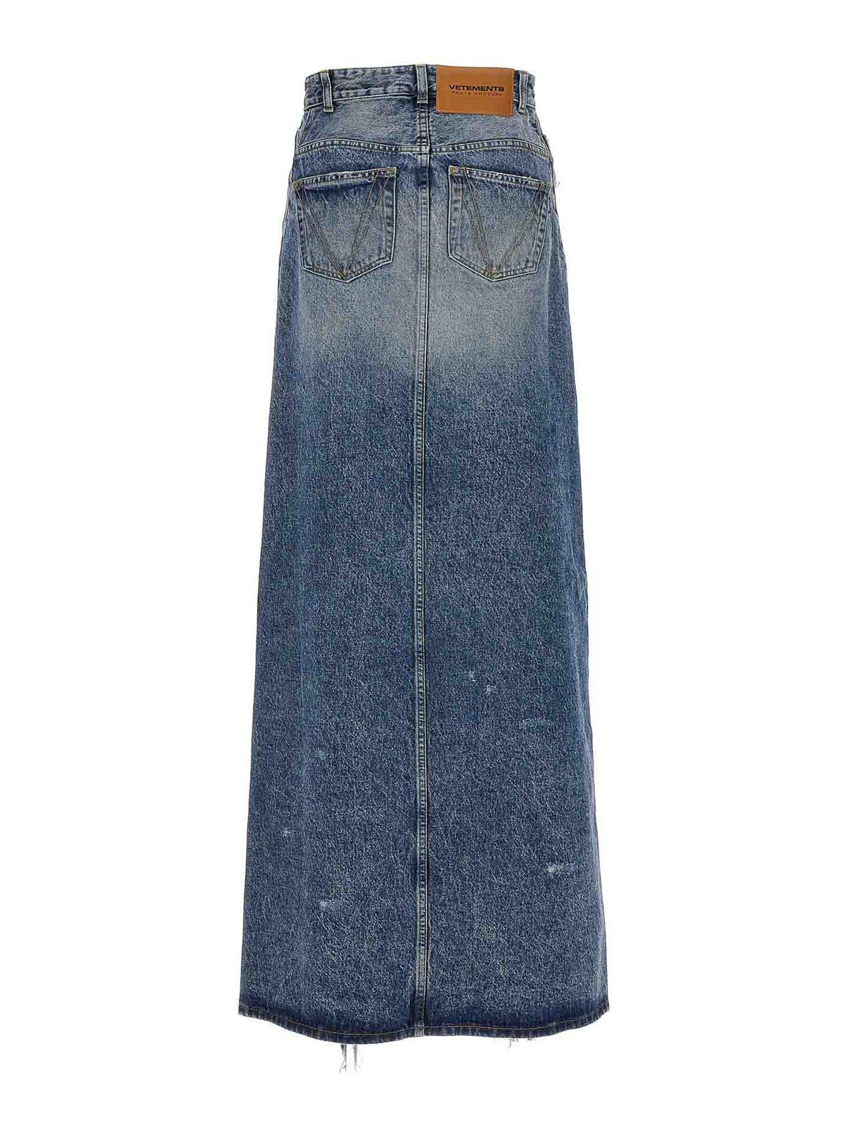 Shop Vetements Midi Denim Skirt In Azul Claro
