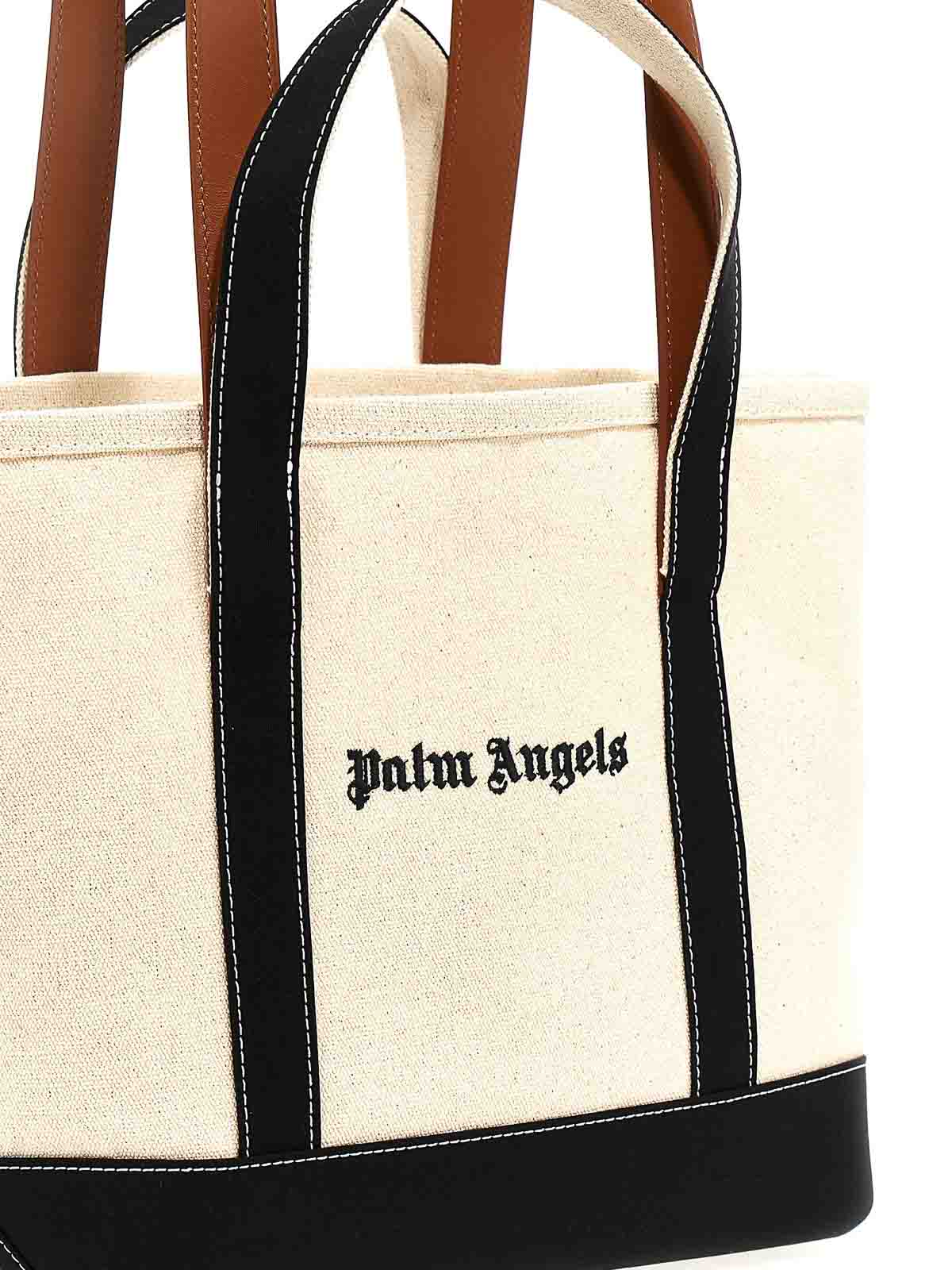 Shop Palm Angels Logo Shopping Bag In White