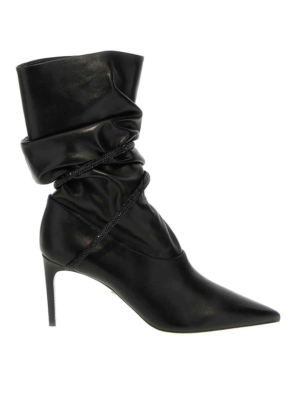 Shop René Caovilla Rhinestone Tassel Ankle Boots In Black