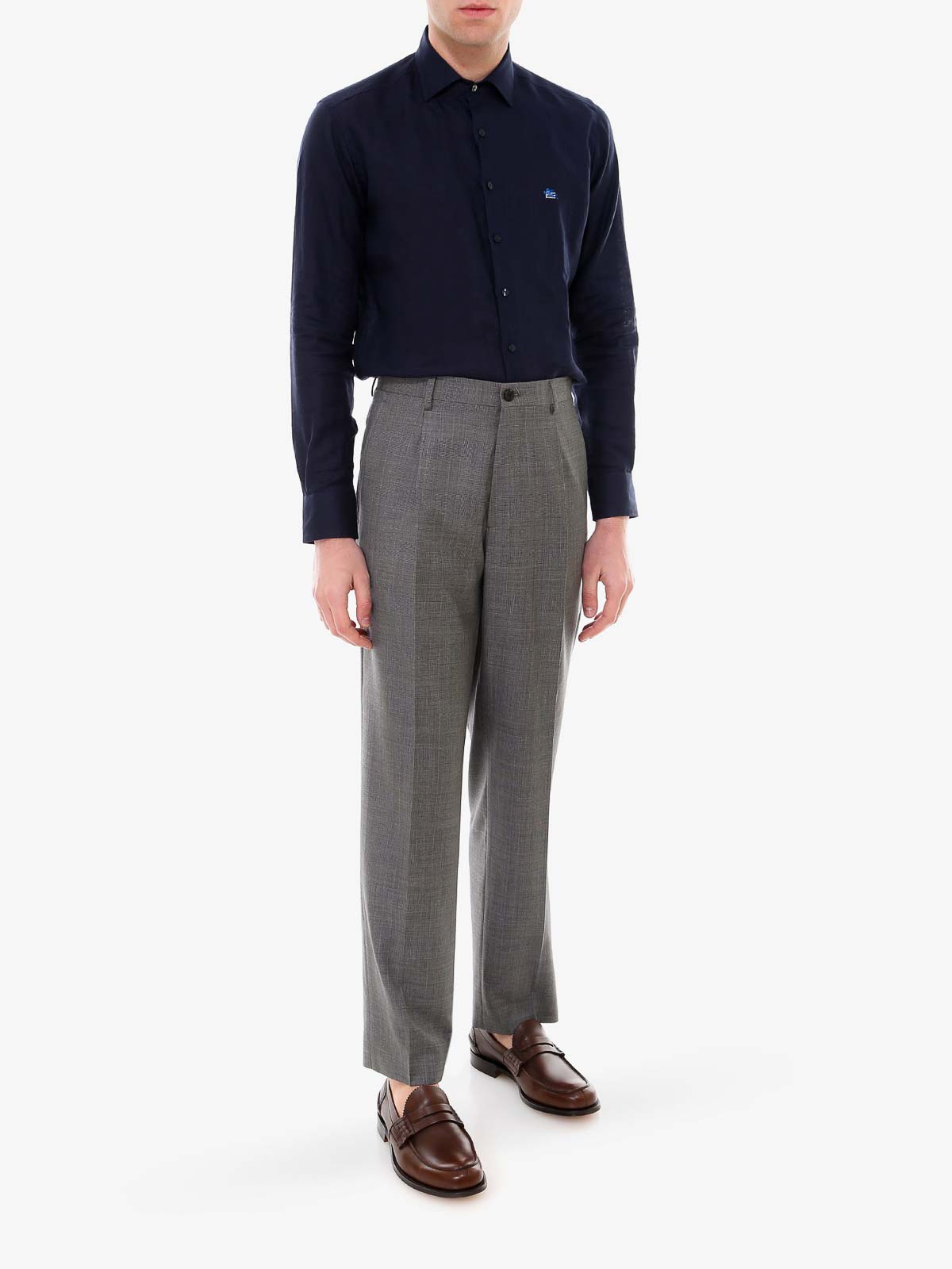 Shop Etro Wool Trousers In Grey