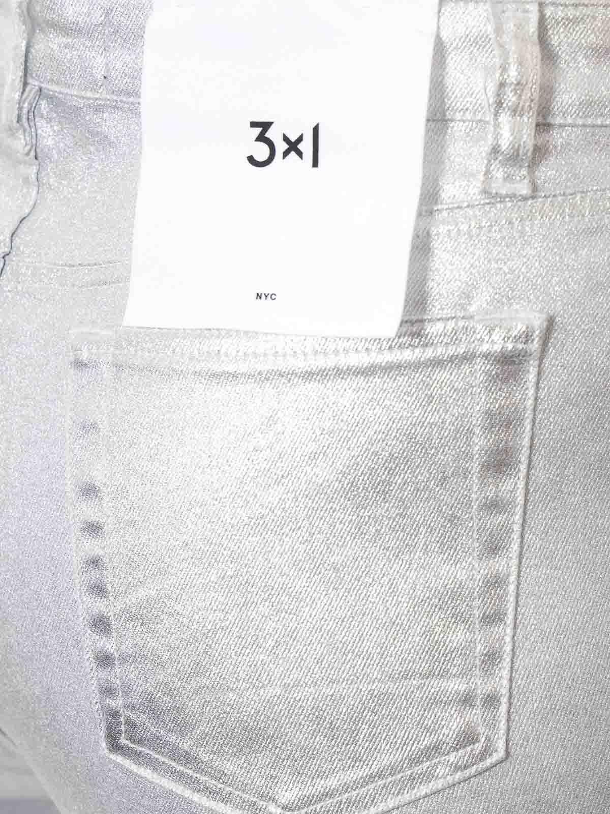 Shop 3x1 Silver Cotton Trouser In Plata