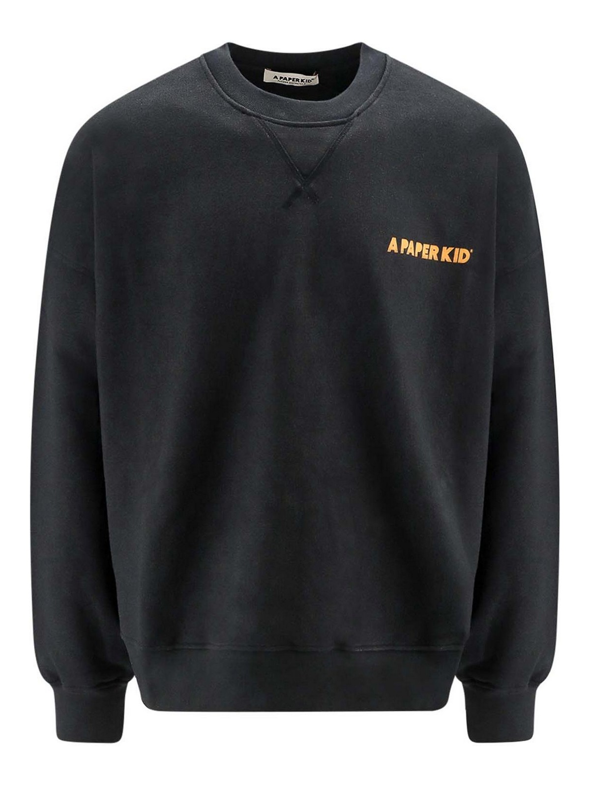 A Paper Kid Cotton Sweatshirt With Frontal Logo In Black