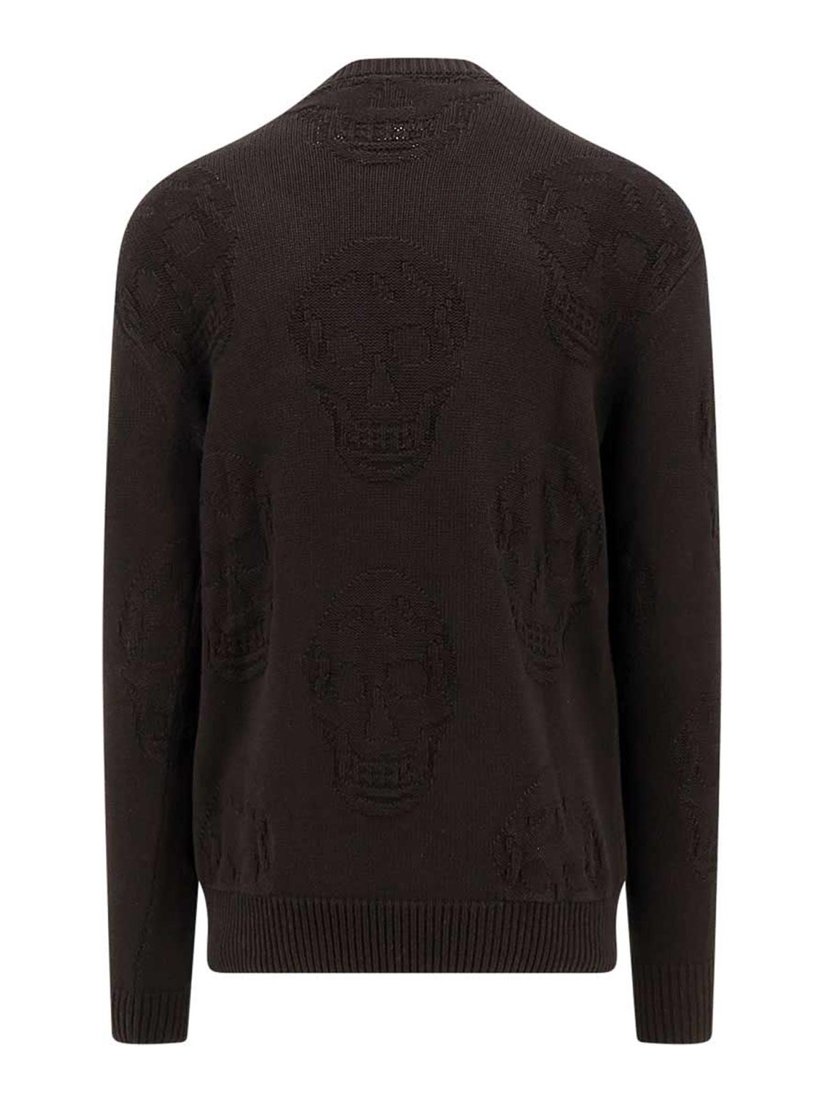 Shop Alexander Mcqueen Cotton Sweater With Skull Motif In Black
