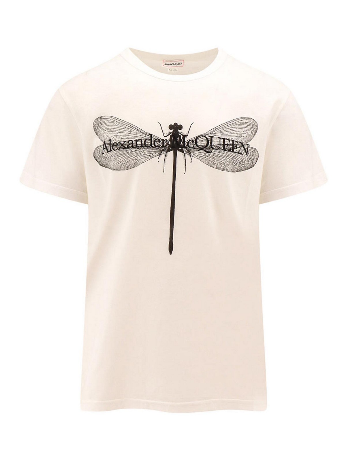 Alexander Mcqueen Dragonfly Organic Cotton T-shirt In White