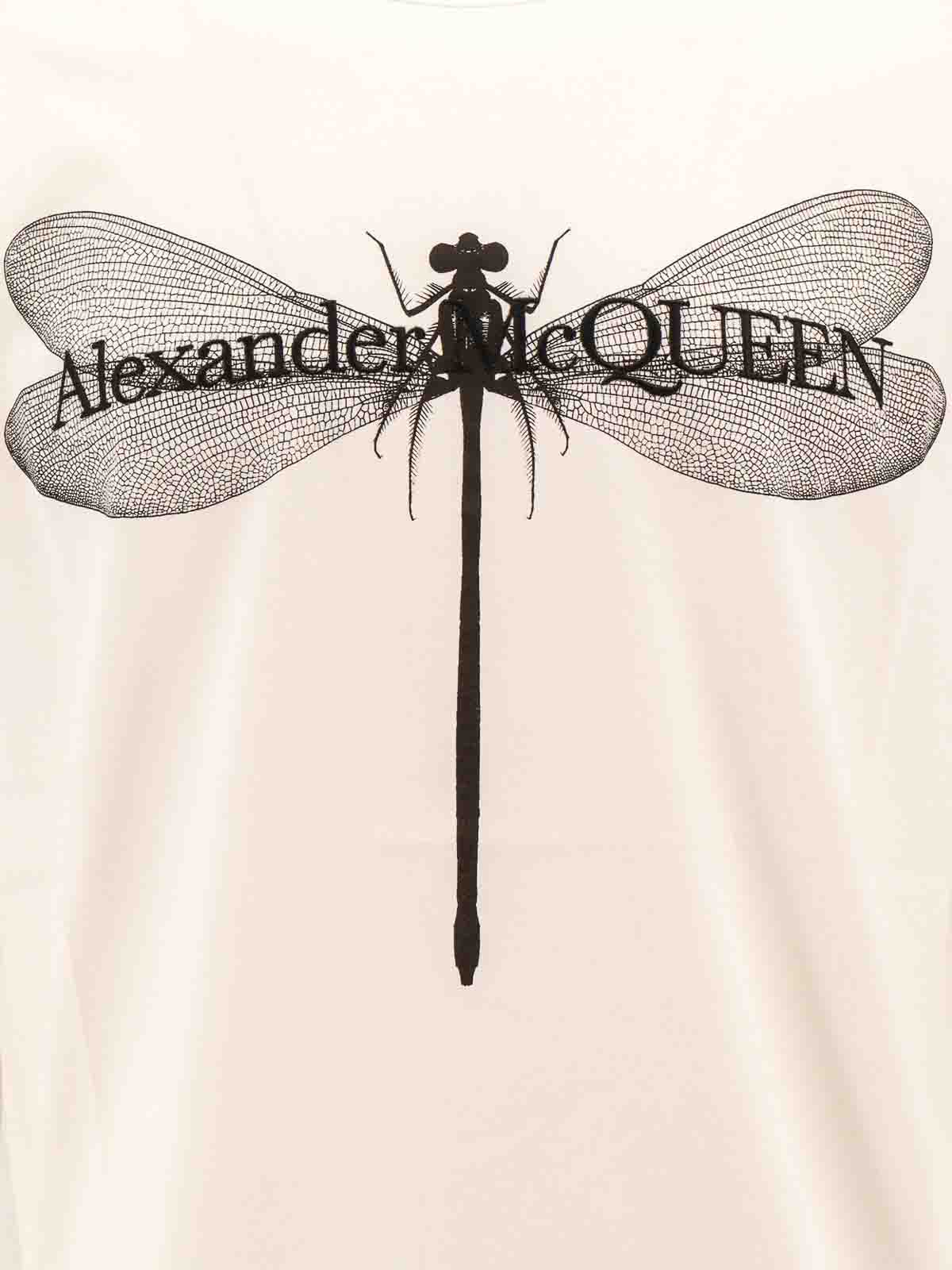 Shop Alexander Mcqueen Dragonfly Organic Cotton T-shirt In White