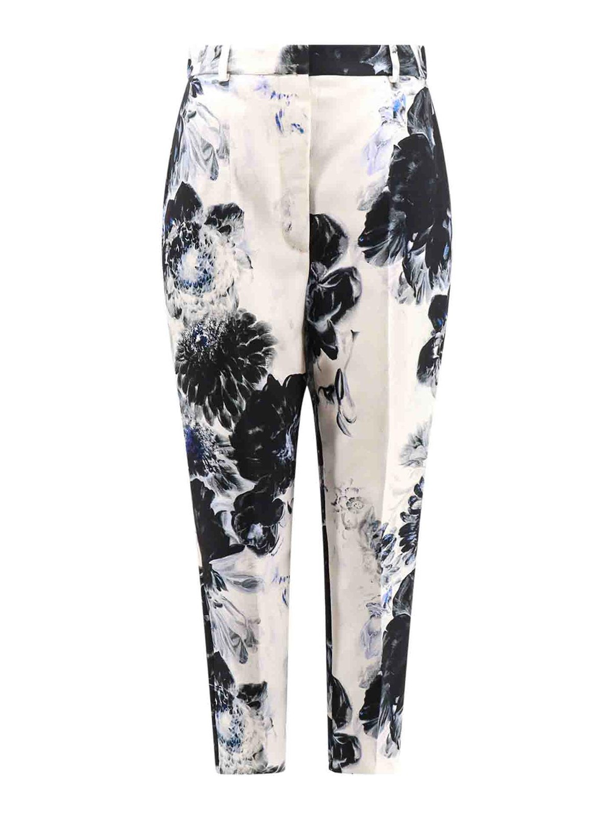 Shop Alexander Mcqueen Viscose Trouser With Floral Print In White