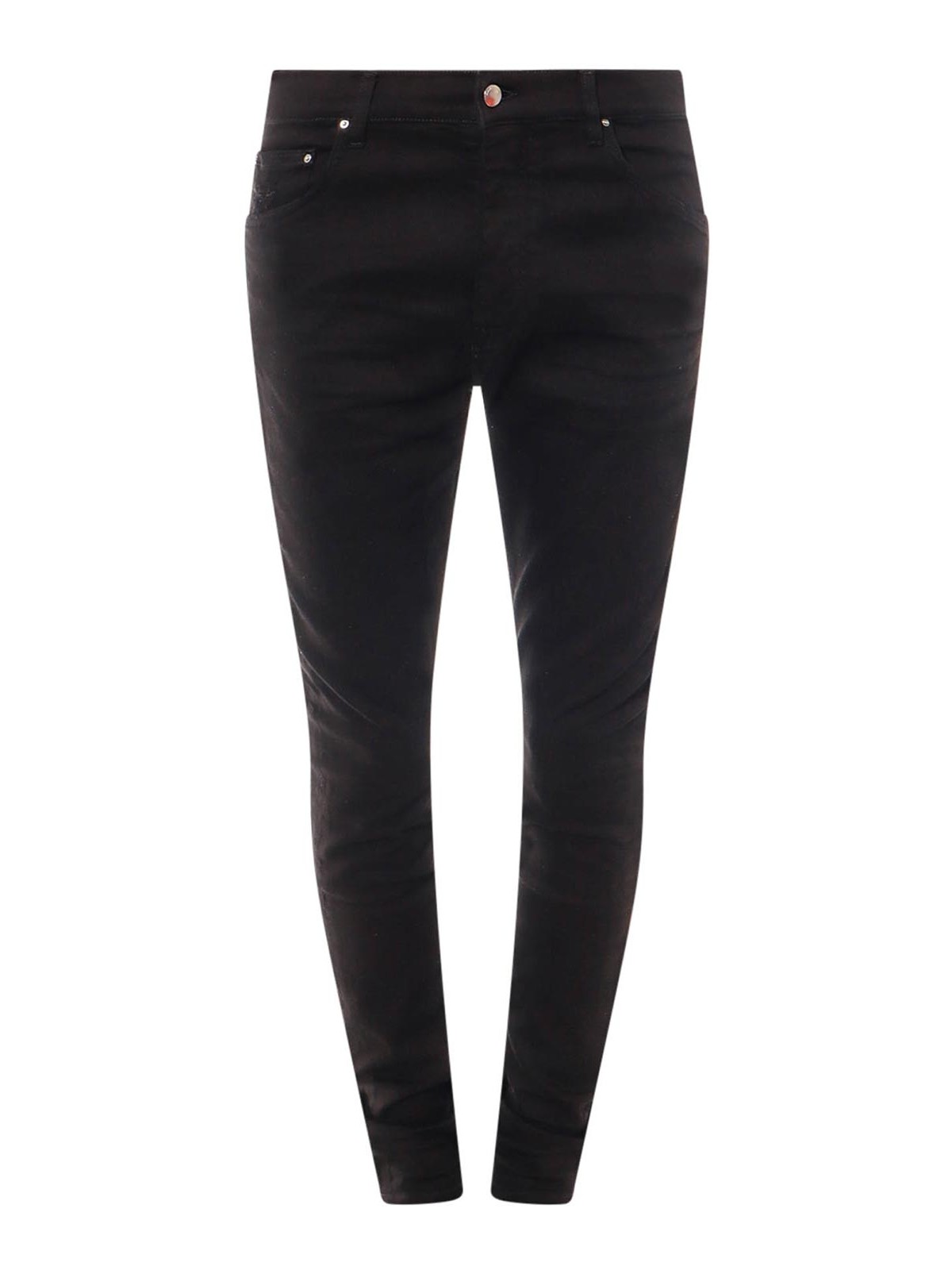 Amiri Stretch Cotton Jeans With Used Effect In Negro