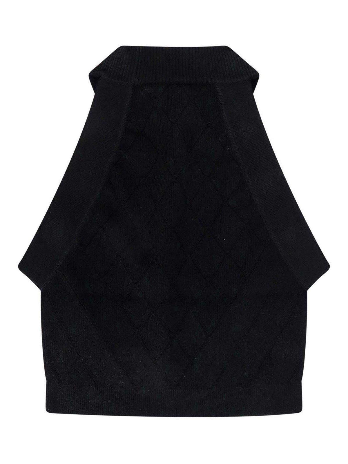 Shop Balmain Sustainable Viscose Top With Rhombus Motif In Black