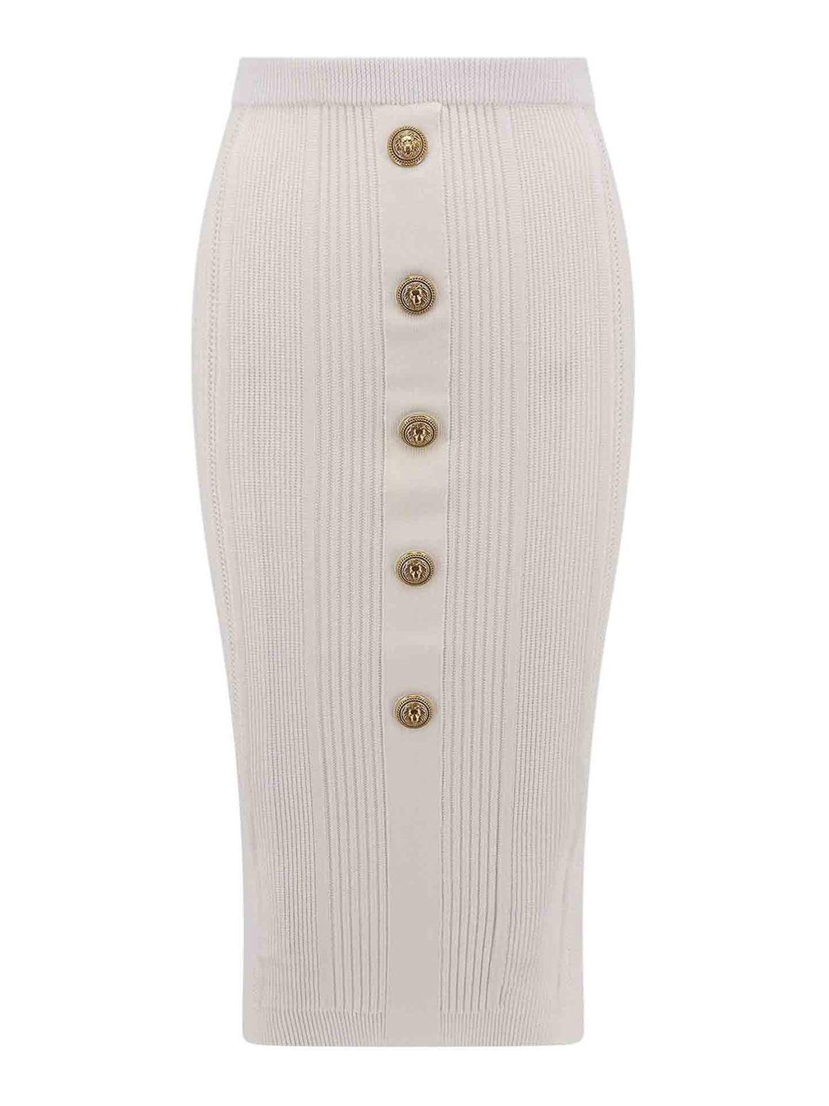 Balmain Ribbed Sustainable Viscose Skirt In White