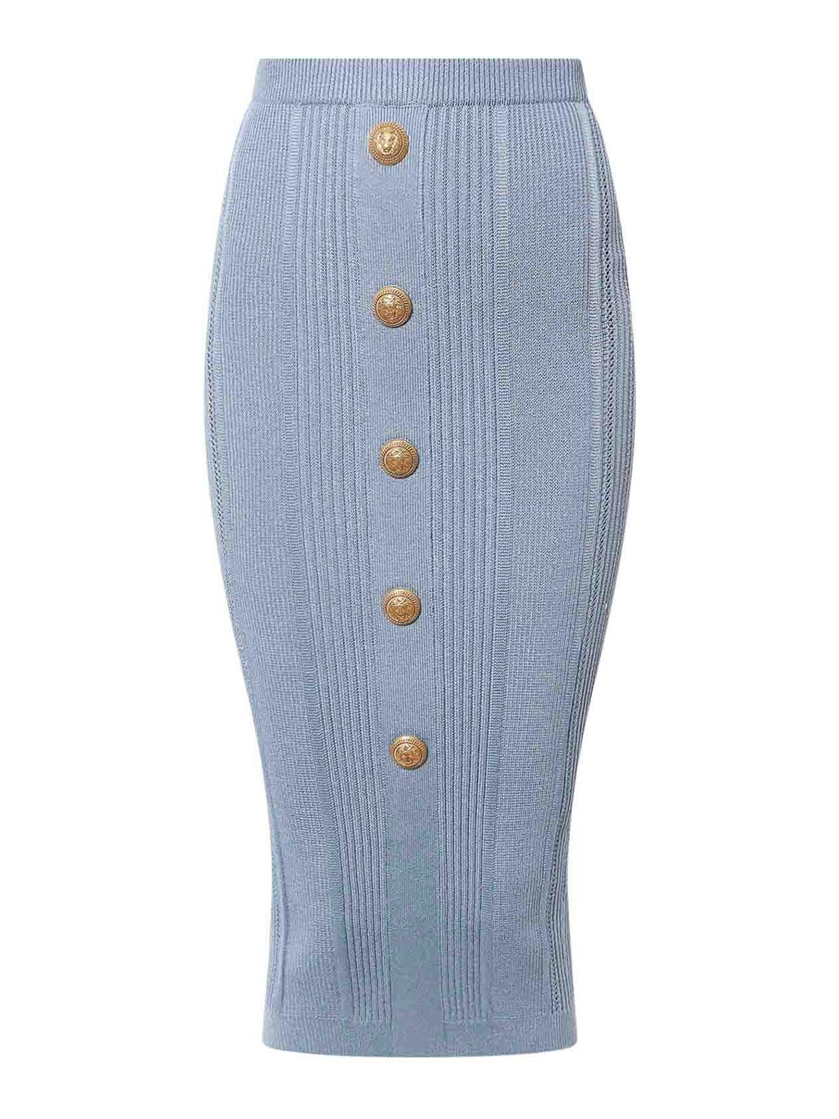 BALMAIN FALDA SEMILARGA - AZUL