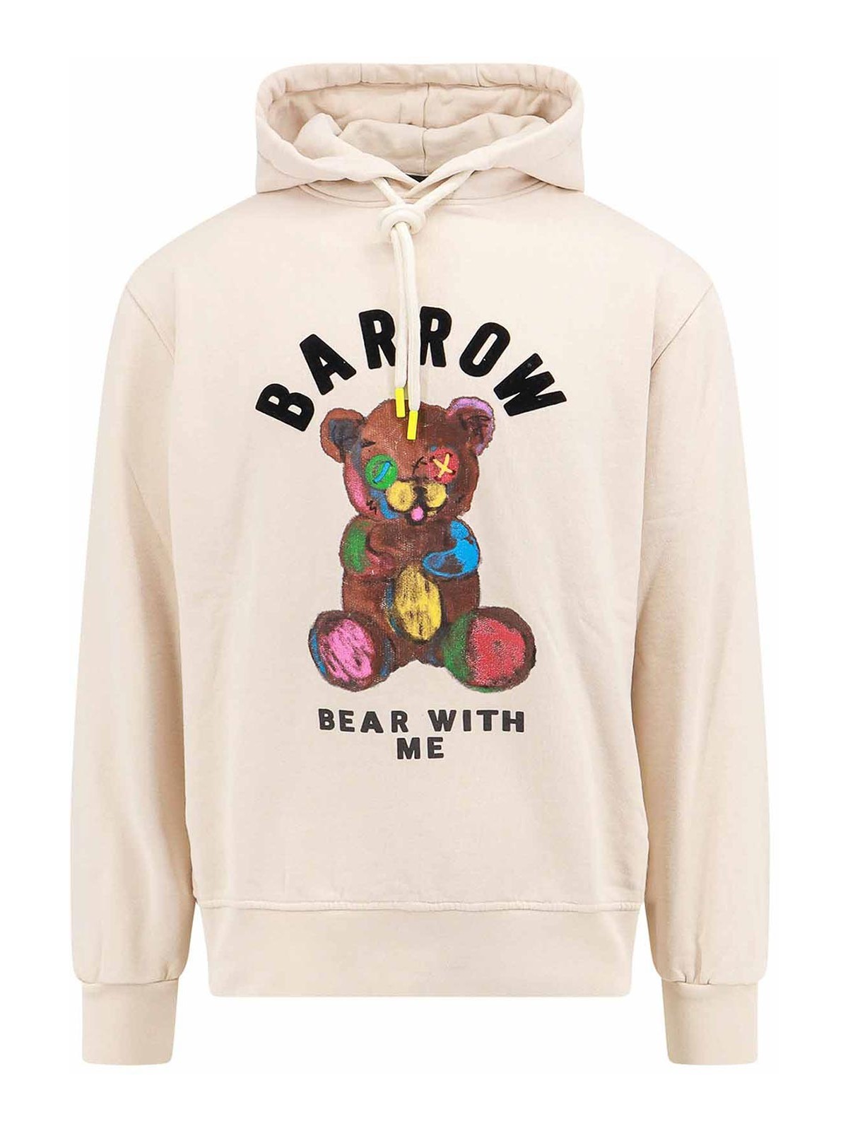 Shop Barrow Cotton Sweatshirt With Iconic Frontal Print In Beige