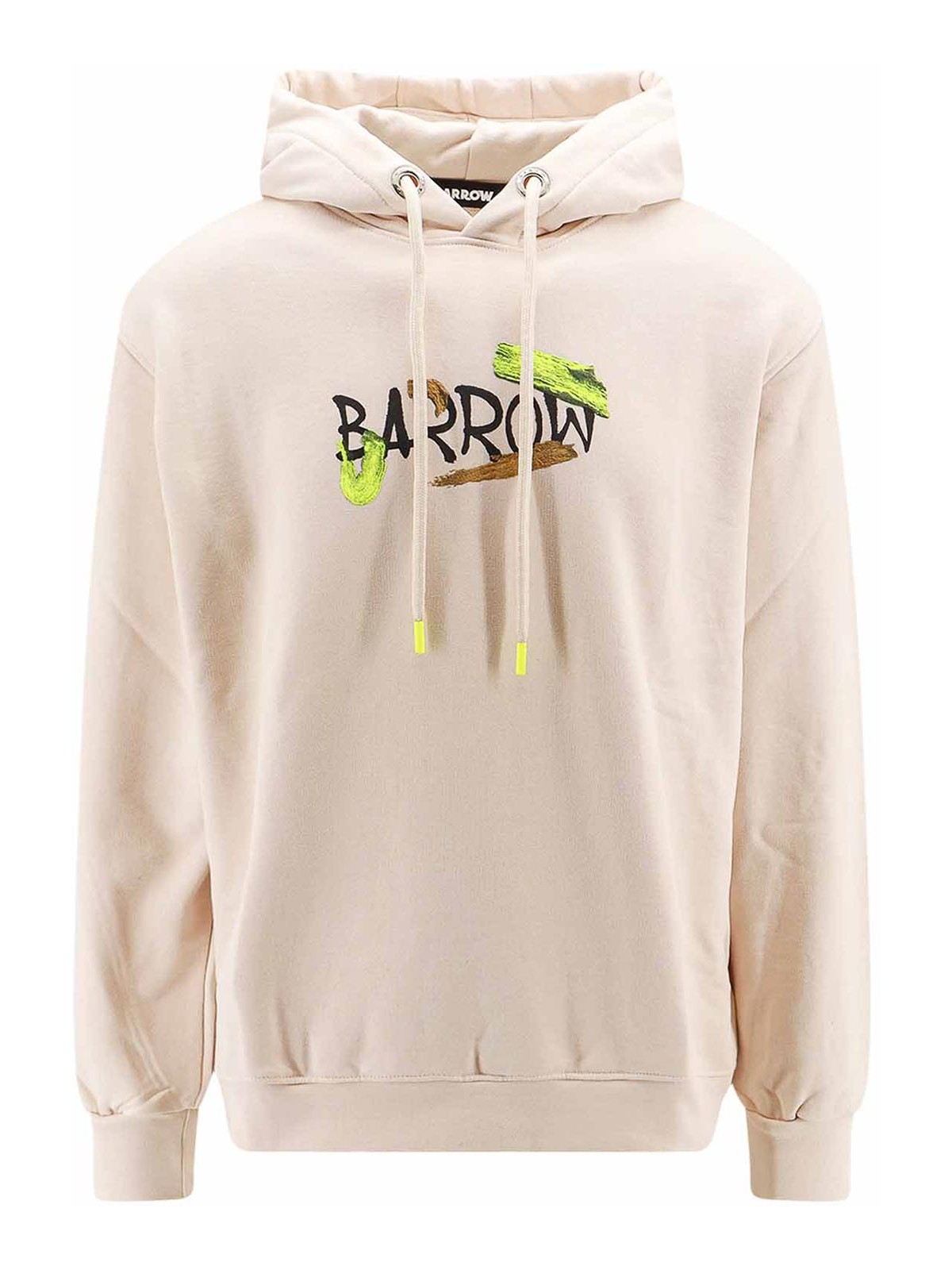 Shop Barrow Cotton Sweatshirt With Frontal Logo In Beige