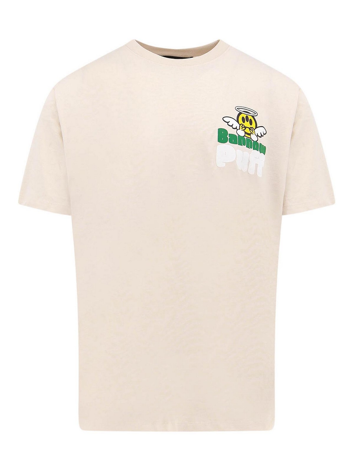 Barrow Cotton T-shirt With Frontal Logo In Beige