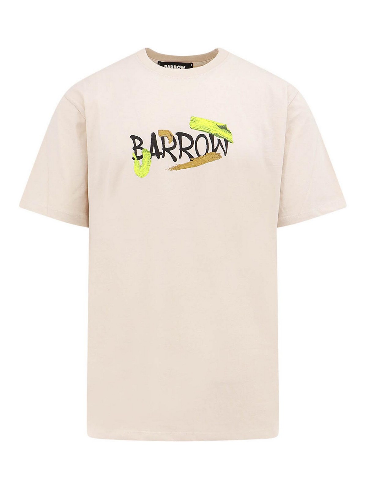 Barrow Cotton T-shirt With Frontal Logo In Beige