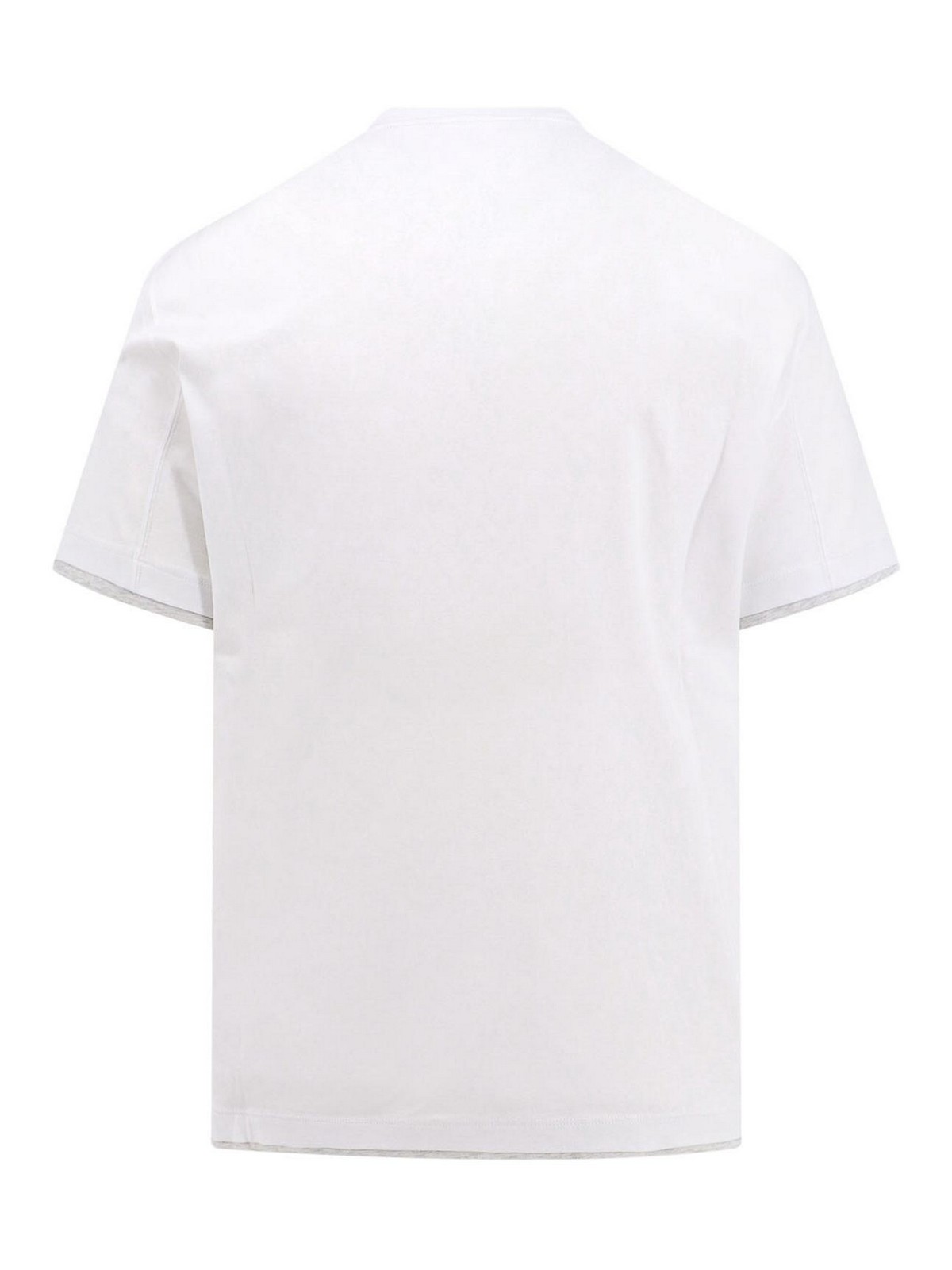 Shop Brunello Cucinelli Cotton T-shirt With Contrasting Profiles In White