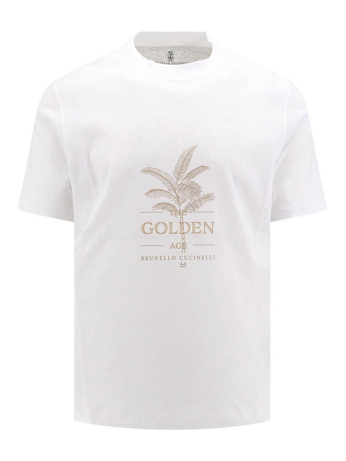 Shop Brunello Cucinelli Cotton T-shirt With Frontal Print In White