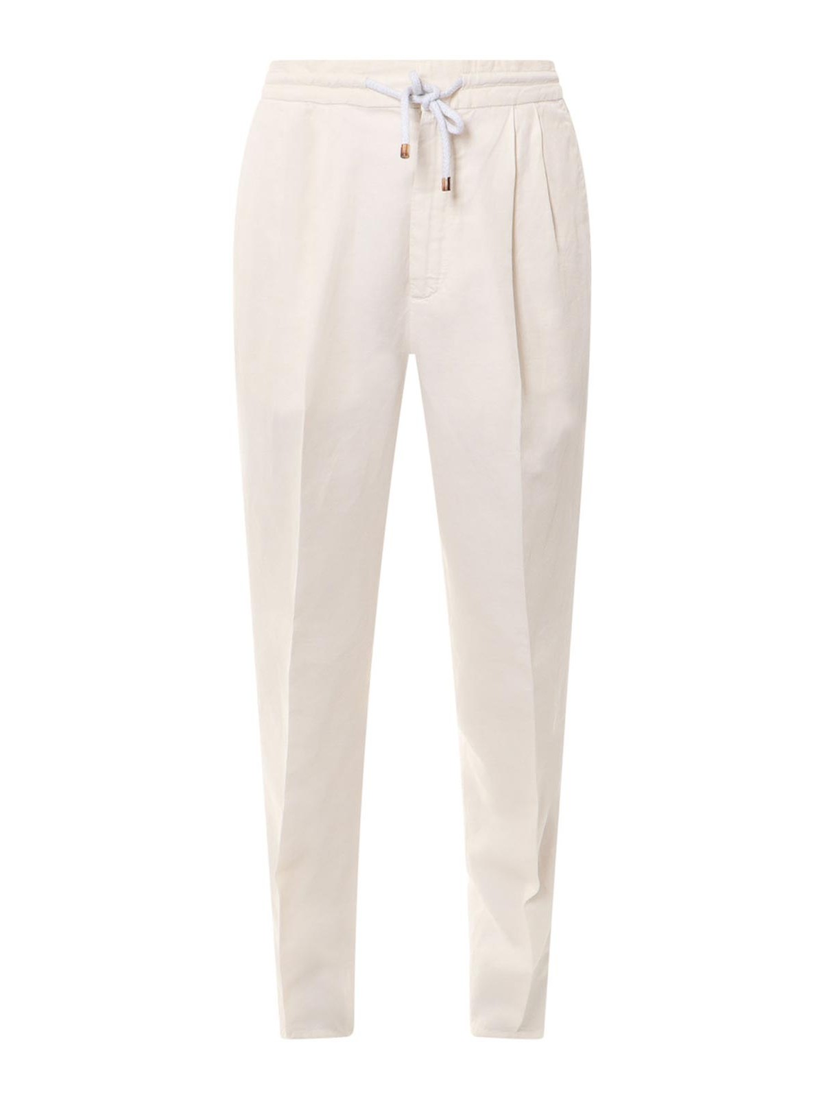 Shop Brunello Cucinelli Linen And Cotton Trouser In White