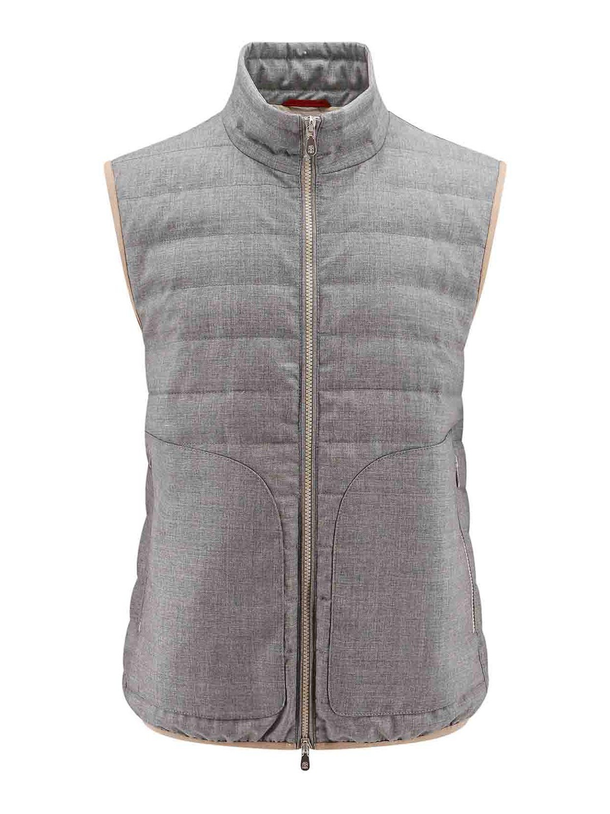 Shop Brunello Cucinelli Padded Sleeveless Jacket In Grey