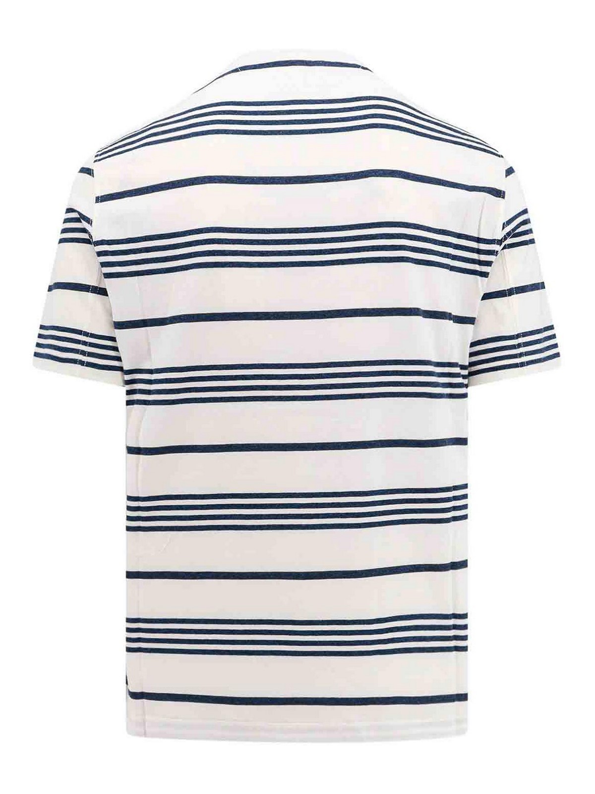 Shop Brunello Cucinelli Cotton T-shirt With Striped Motif In White