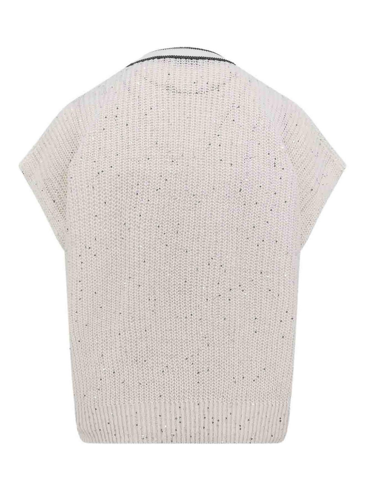 Shop Brunello Cucinelli Wool Blend Sweater With Sequins In White