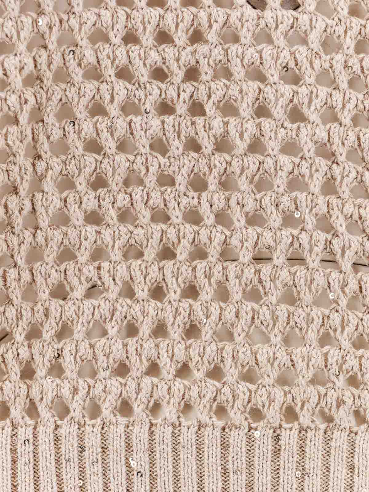 Shop Brunello Cucinelli Perforated Cotton Sweater In Beige