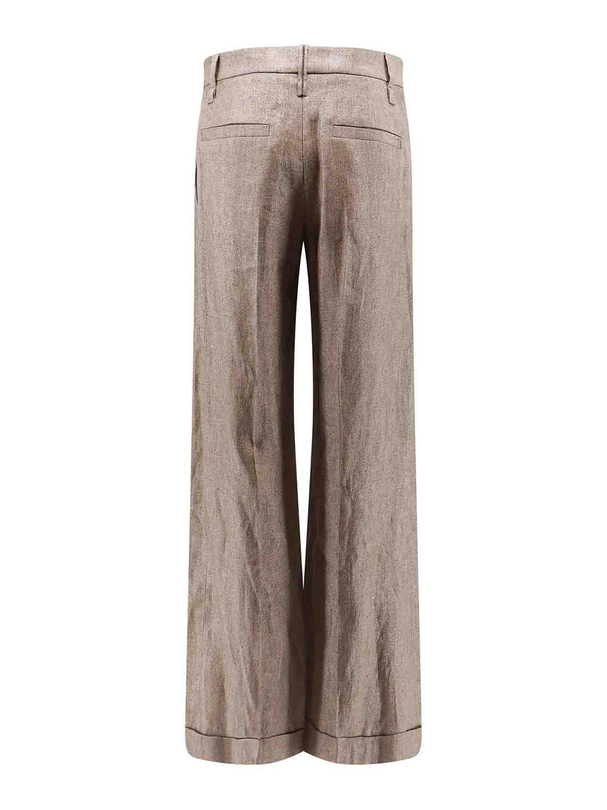 Shop Brunello Cucinelli Linen Trouser With Lurex Effect In Beige