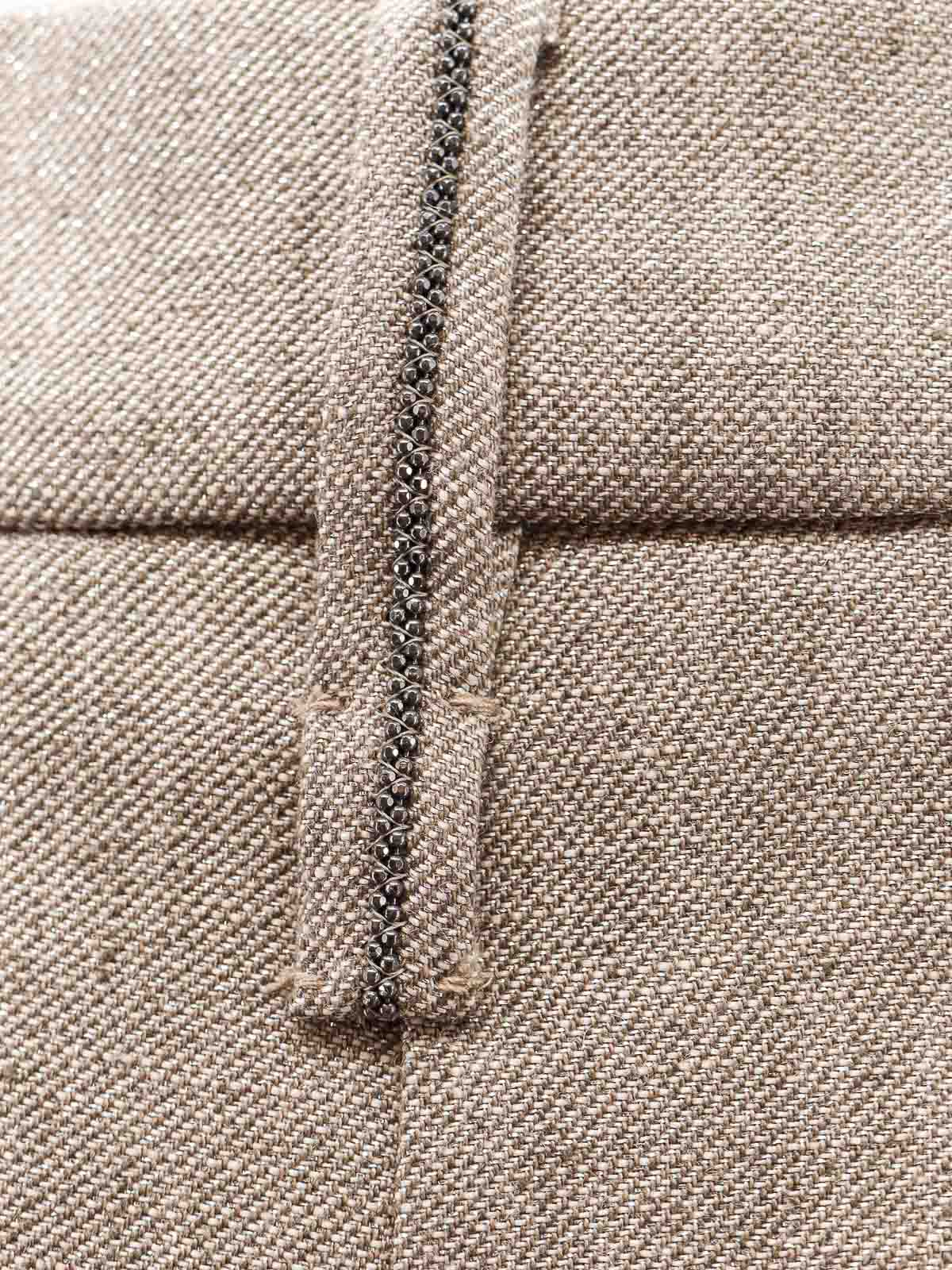 Shop Brunello Cucinelli Linen Trouser With Lurex Effect In Beige
