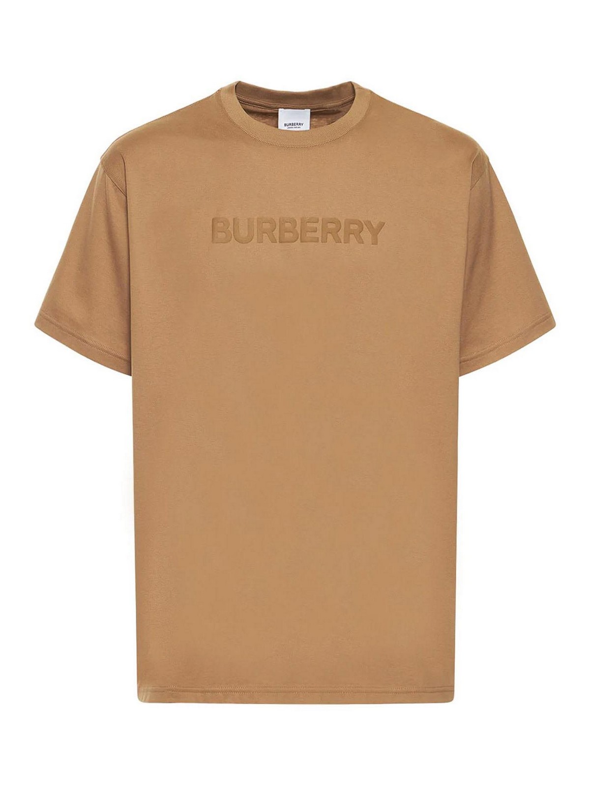 Shop Burberry Cotton T-shirt With Logo Print In Brown