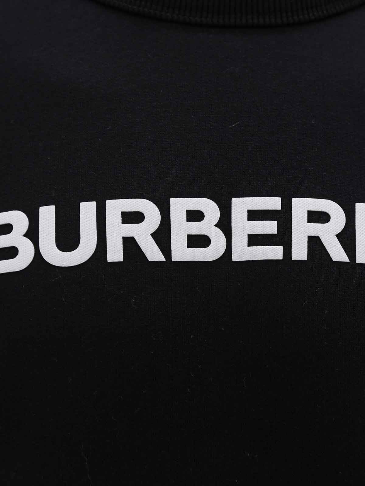 Shop Burberry Cotton Sweatshirt With Frontal Logo In Black