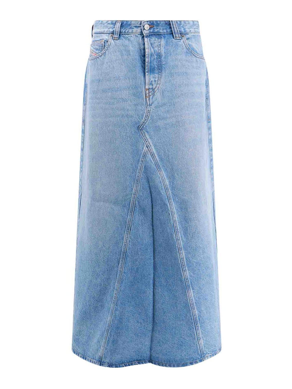 Shop Diesel Cotton Skirt With Back Logo Patch In Blue