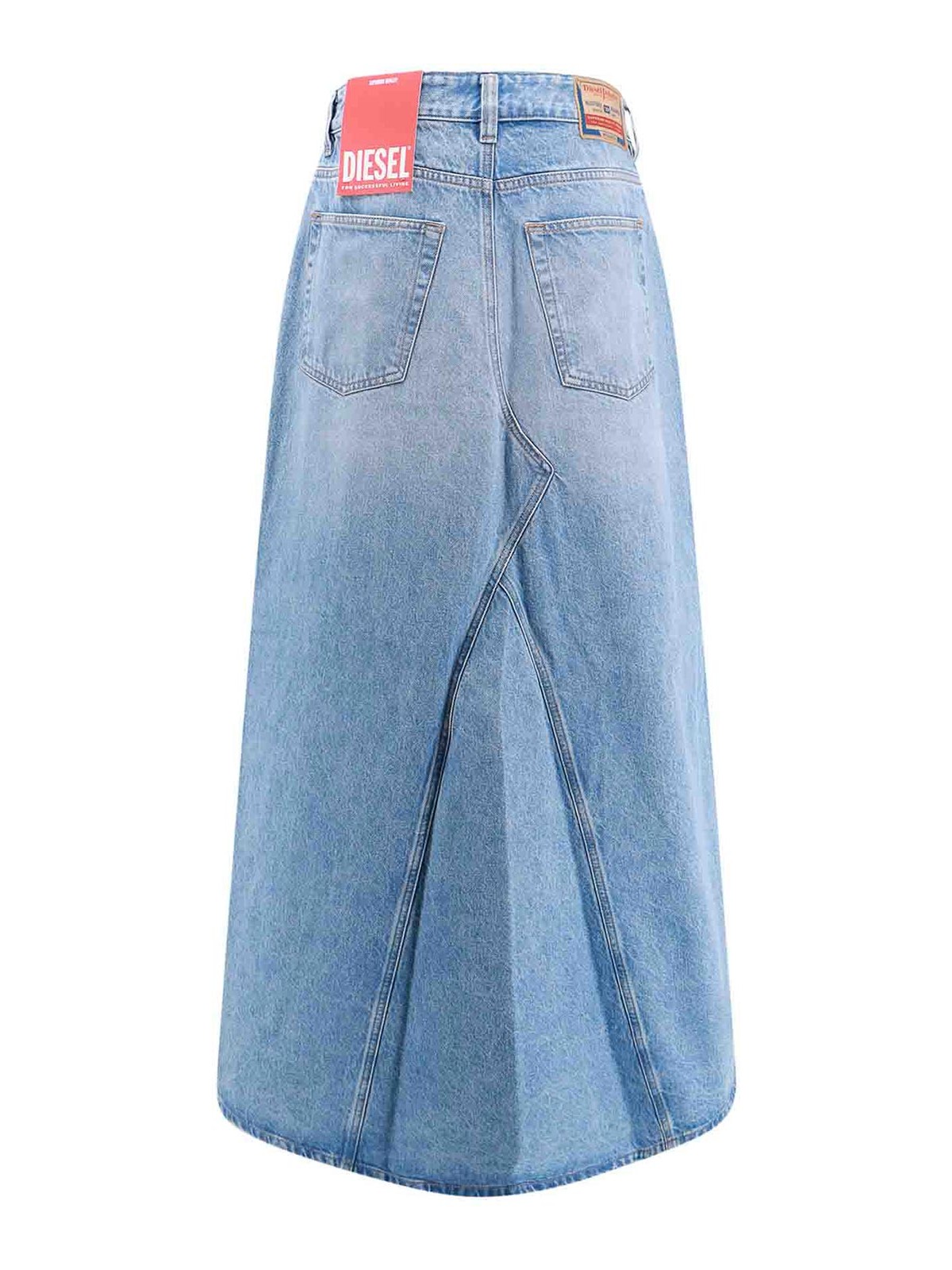 Shop Diesel Cotton Skirt With Back Logo Patch In Blue
