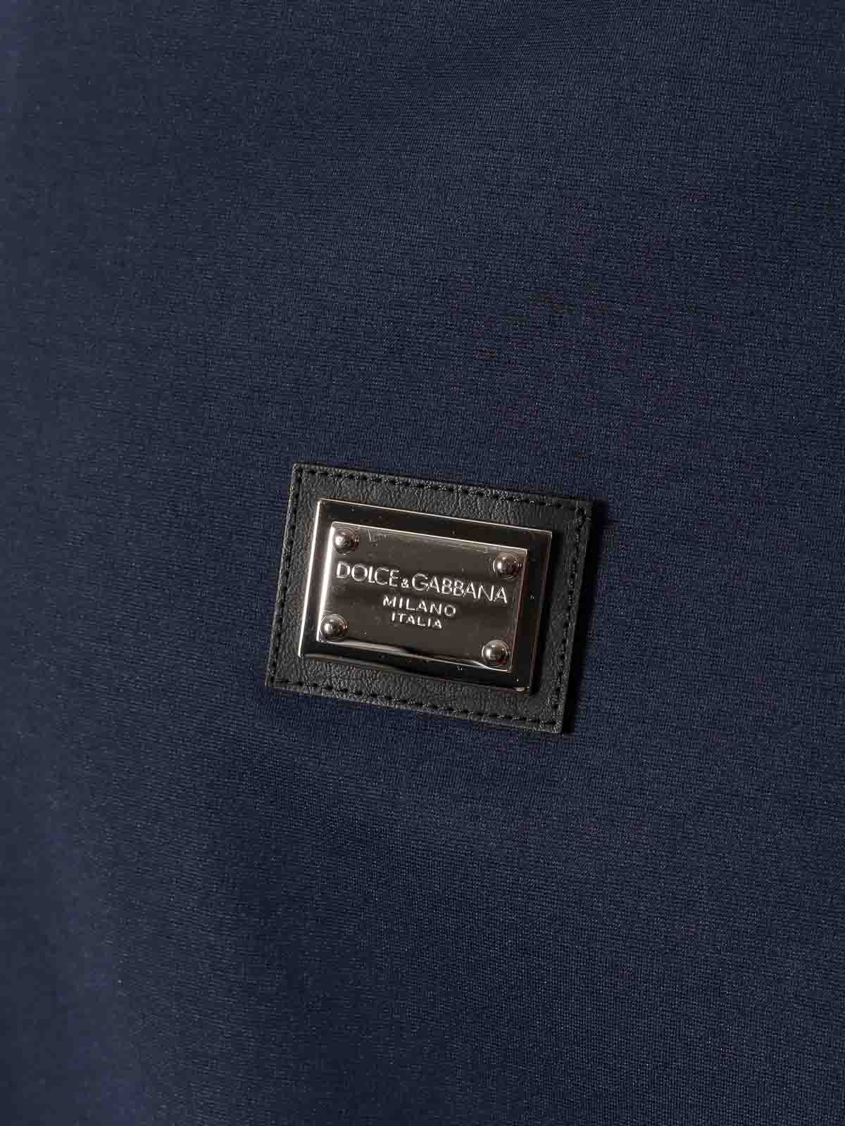Shop Dolce & Gabbana Cotton Blend Jacket Wwith Hood In Azul