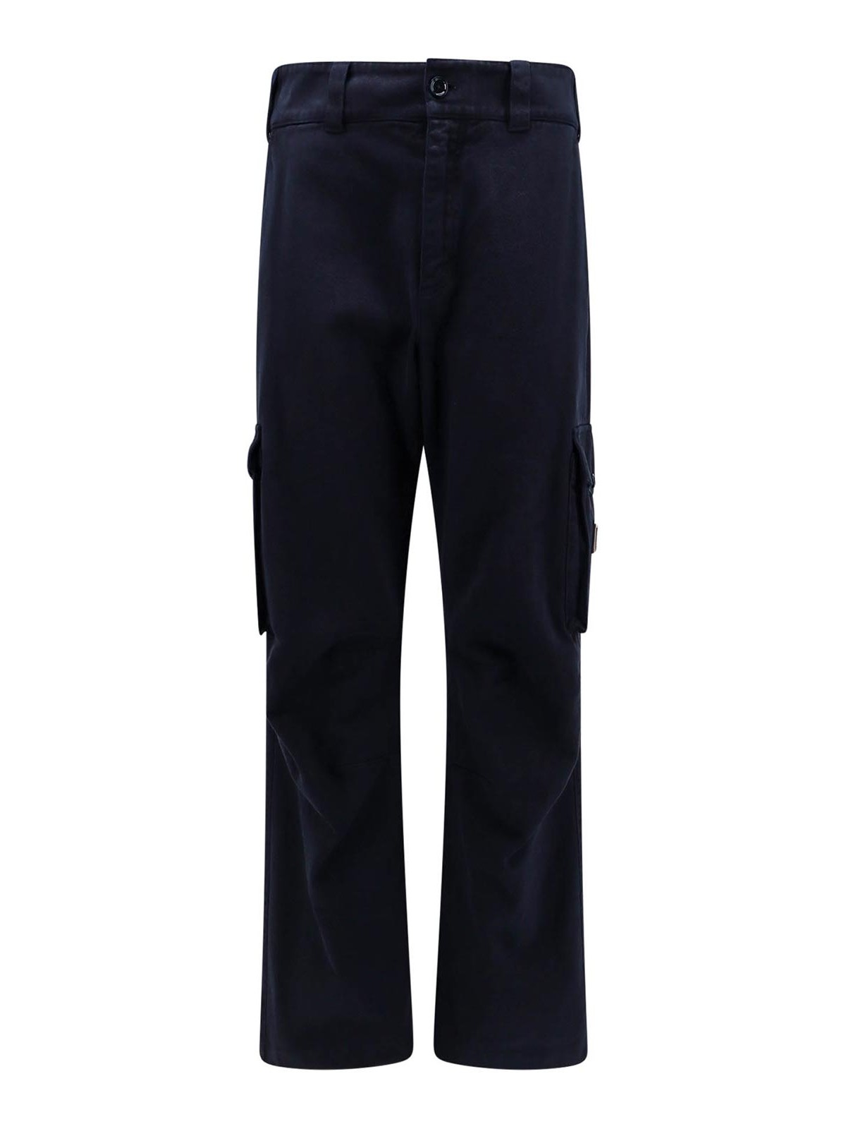 Shop Dolce & Gabbana Cotton Cargo Trouser With Metal Logo Patch In Blue