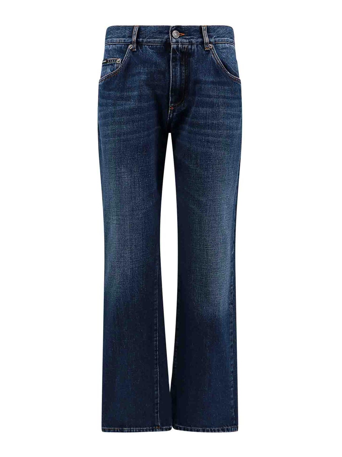 Shop Dolce & Gabbana Cotton Jeans With Back Logo Patch In Blue