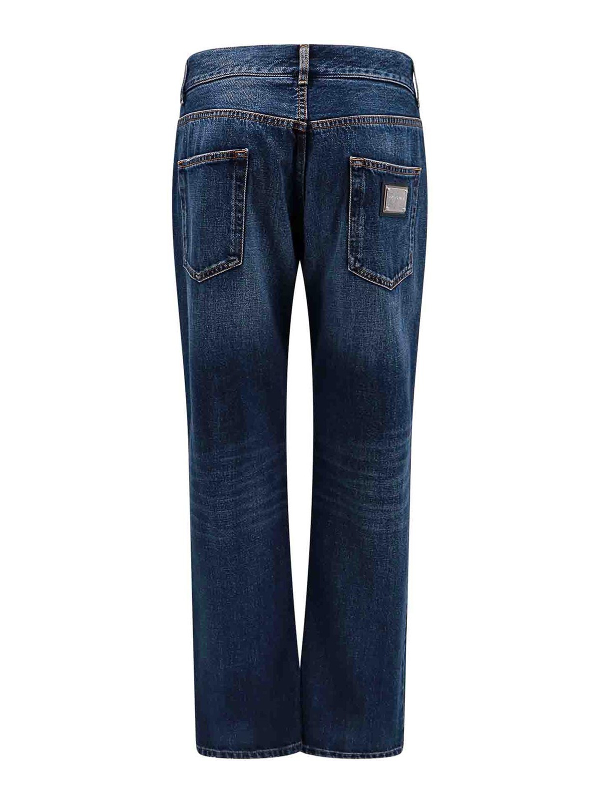 Shop Dolce & Gabbana Cotton Jeans With Back Logo Patch In Blue